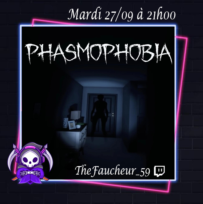 On se retrouve ce soir à 21H00 pour un live sur phasmophobia.

Bonne journée à tous :)

twitch.tv/thefaucheur_59

#TwitchStreamers #twitch #twitchfr #streamers #twitchrespond #streamfr #Geek #peur #phasmophobia