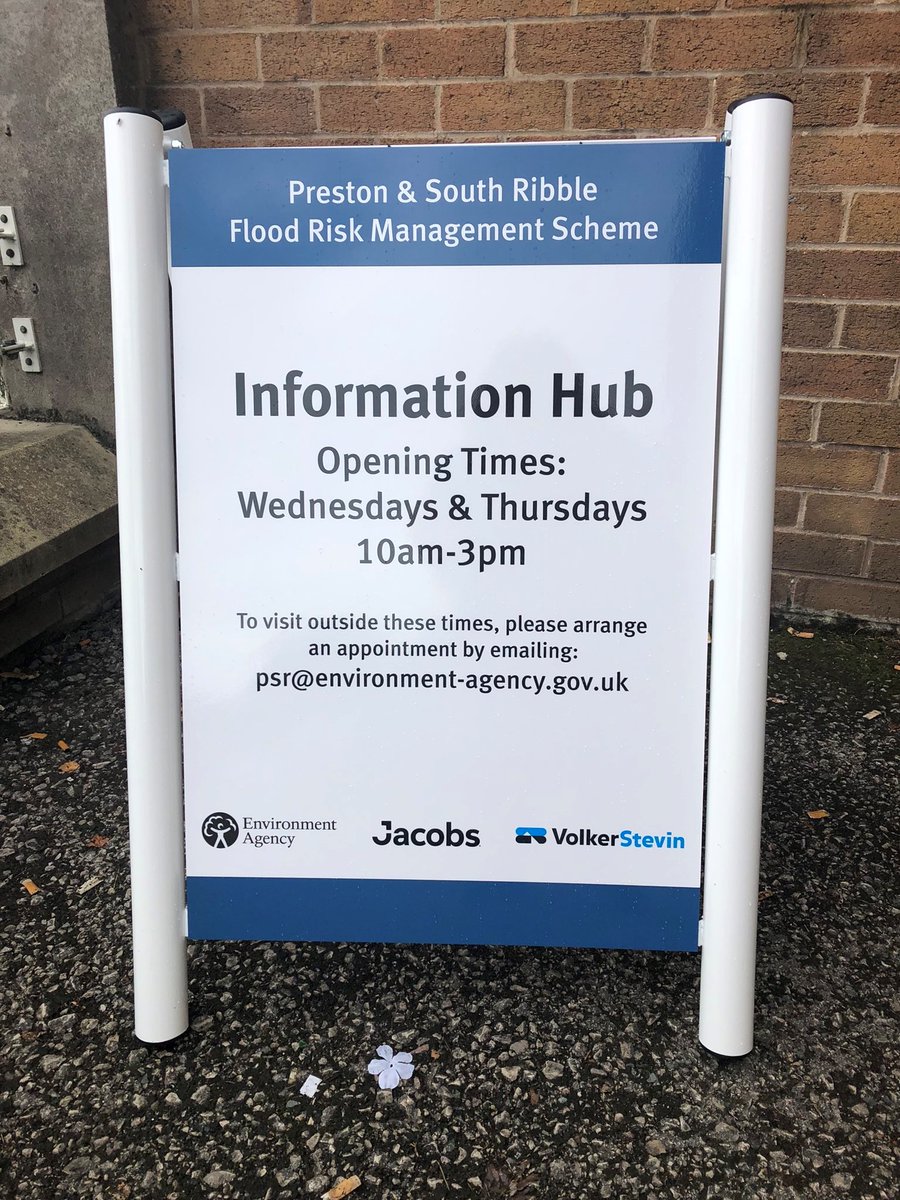 EnvAgencyNW's tweet photo. The #Preston &amp; #SouthRibble Flood Scheme Information Hub opens every Weds &amp; Thurs from 10-3pm at the BAC/EE Association, off South Meadow Lane, Broadgate. 

If you have any questions about the scheme, drop in to speak to the team

@southribblebc  @prestoncouncil  @LancashireCC https://t.co/byQE8y0ByY