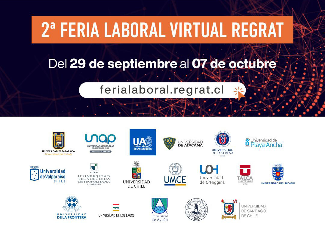 ¡Quedan pocos días para participar!
La 2da Feria Virtual REGRAT junto a Reqlut se realizará del 29 de septiembre al 7 de octubre.

Auspician <a href="/NTTDATA/">NTT DATA (Official)</a> y <a href="/CarozziHablemos/">Carozzi Hablemos</a>

Consúltanos los planes y valores de este año:
ferialaboral.regrat.cl/expo

#reqlut #chile #talento