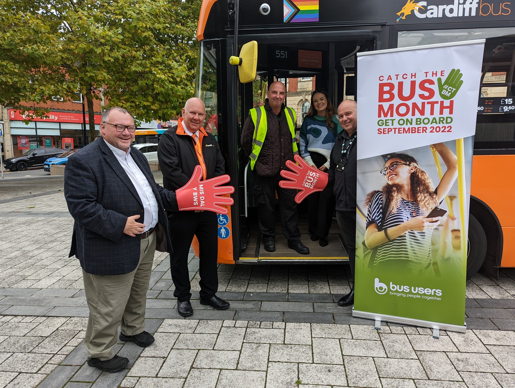 barclay davies with the team from cardiff bus in wales