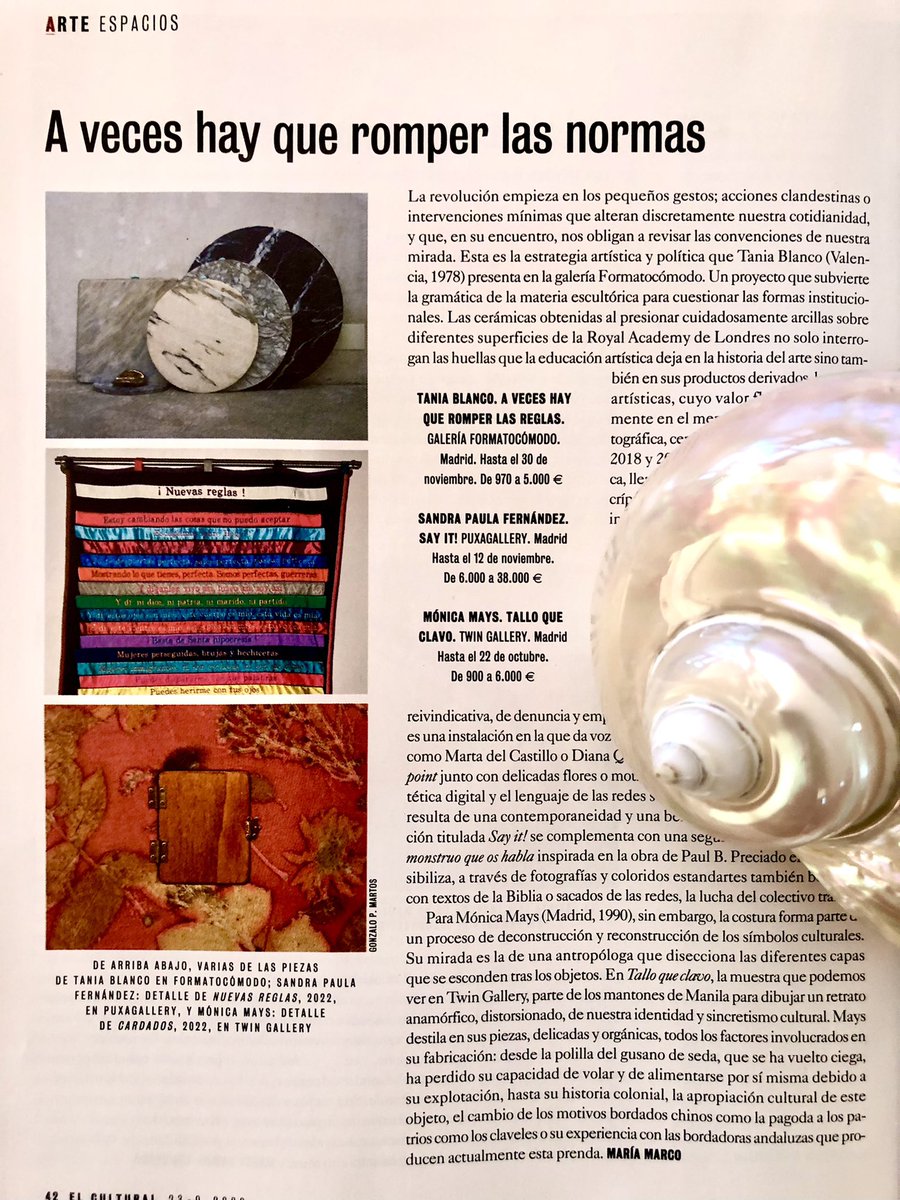 mariamarco__'s tweet photo. Esta semana escribo sobre artistas afiladísimas en @elcultural “A veces hay que romper las normas” #MónicaMays #TaniaBlanco y @itonly en @puxagallery @formatocomodo y @TwinGallery https://t.co/gKsGI4hIsx