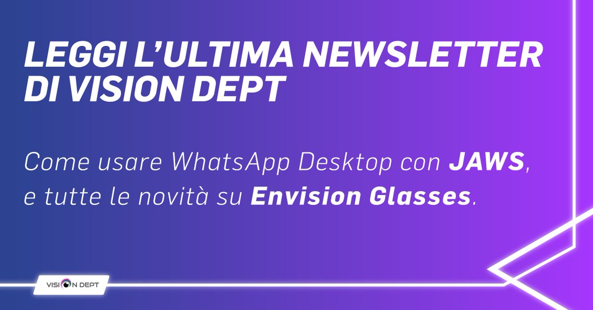 visiondept1's tweet photo. Script JAWS per WhatsApp e Biblos. EnvisionGlasses e Aira ... - https://t.co/Kwg415iWGT https://t.co/X9h5iiPykz