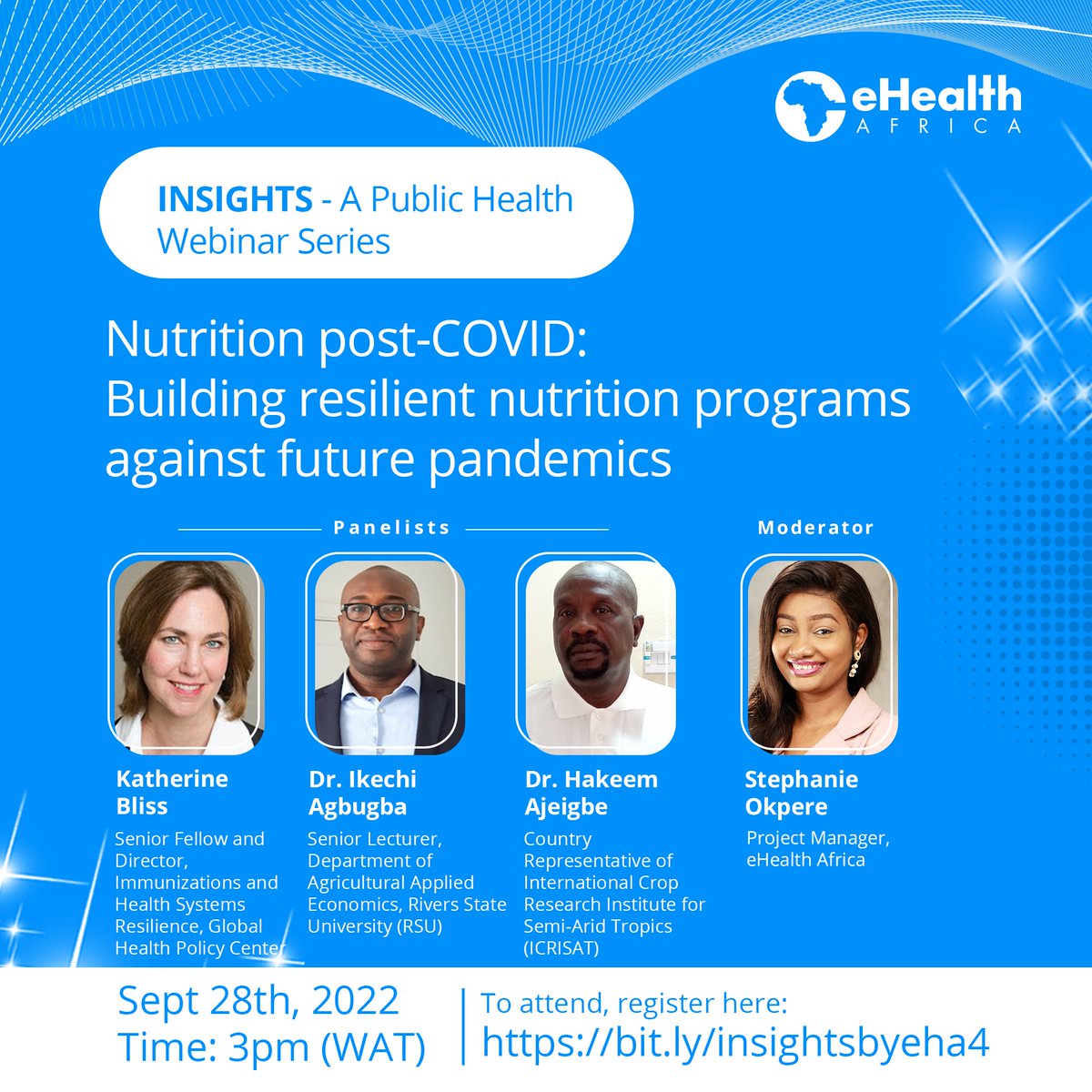 eHealth_africa's tweet photo. Registered Yet?
We are 24 hours to go for our insights webinar. Our speakers will share knowledge on how to build a more resilient nutrition programs against future pandemics
Register now! https://t.co/ghtZ7pxoPq
#WeareeHA #eHAEvents #webinar https://t.co/jFHVzRCqFa