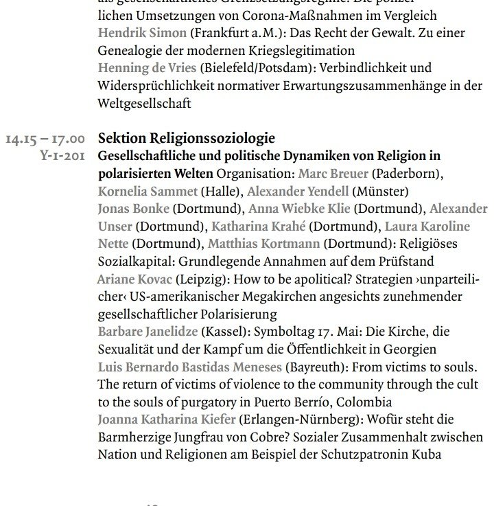 Looking forward to the panel of the Sociology of Religion Section on "Social and Political Dynamics of Religion in Polarized Worlds" at #dgskongress2022

<a href="/SektionRelSoz/">Sektion Religionssoziologie</a>