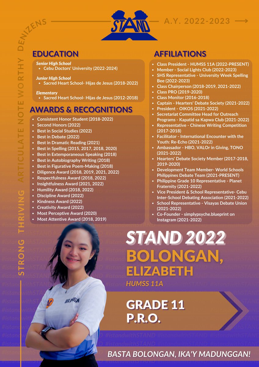 cdustandparty's tweet photo. STAND is a group full of people whose passion for service knows no bounds- and they are oftentimes more than willing to lend a helping hand. 

Get to know more about them as we strive for a brighter future ahead of us, together! 

💙🧡
#iStandWithSTAND
#STAND2022 https://t.co/unNojW0lA3