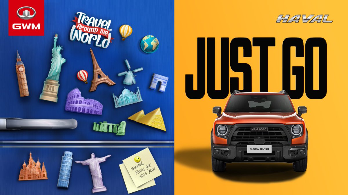 GlobalHaval's tweet photo. Happy #WorldTourismDay, #DareToGo, to explore, to know, to learn! Just start the engine and enjoy the smooth journey with #HAVAL #DARGO.
#HAVALifeForAll https://t.co/A3Q32d0Gv7