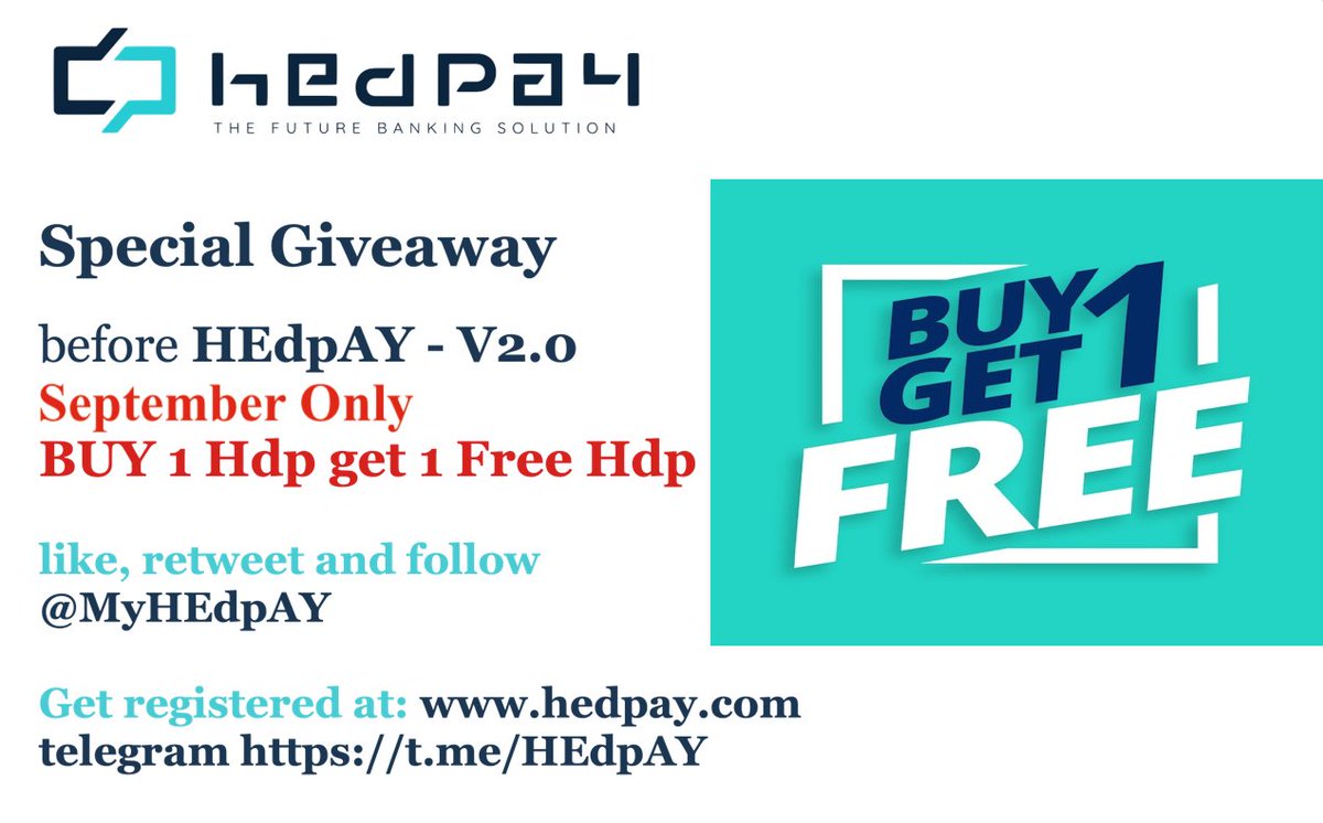 MyHEdpAY's tweet photo. Dear Members &amp; Holders of Hdp 

A #Special #offer for this week until end of the Month September 2022, 
any amount you #BUY at market price #Hdp from #Hedpay, you will receive X2 in your wallet.

Lets Go before #launch offers start 
#ETH #BTC #BNB #HDP #USDT #Blockchain #DEFI https://t.co/13AaSOBUuU