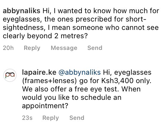 •FAQ Tuesdays•
Do our frames + lenses really go for 3,400 bob?🤔

We get this question a lot. 
And yes! Our frames + lenses are 3,400 bob only😃
We also offer a free eye test at all our branches. 

Dm us to book an appointment.

#lapaireglasses #getlapaired #tuesdaymotivation