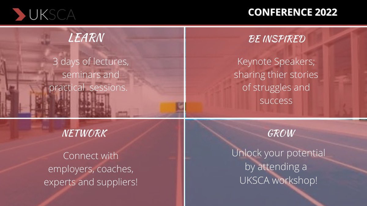 ‼️ Only a few more days to wait until this year’s <a href="/UKSCA/">UKSCA</a> conference

👀 A new look layout with a variety of speakers, sessions and opportunities - something for absolutely everyone!

👋🏻 Looking forward to seeing you all there!