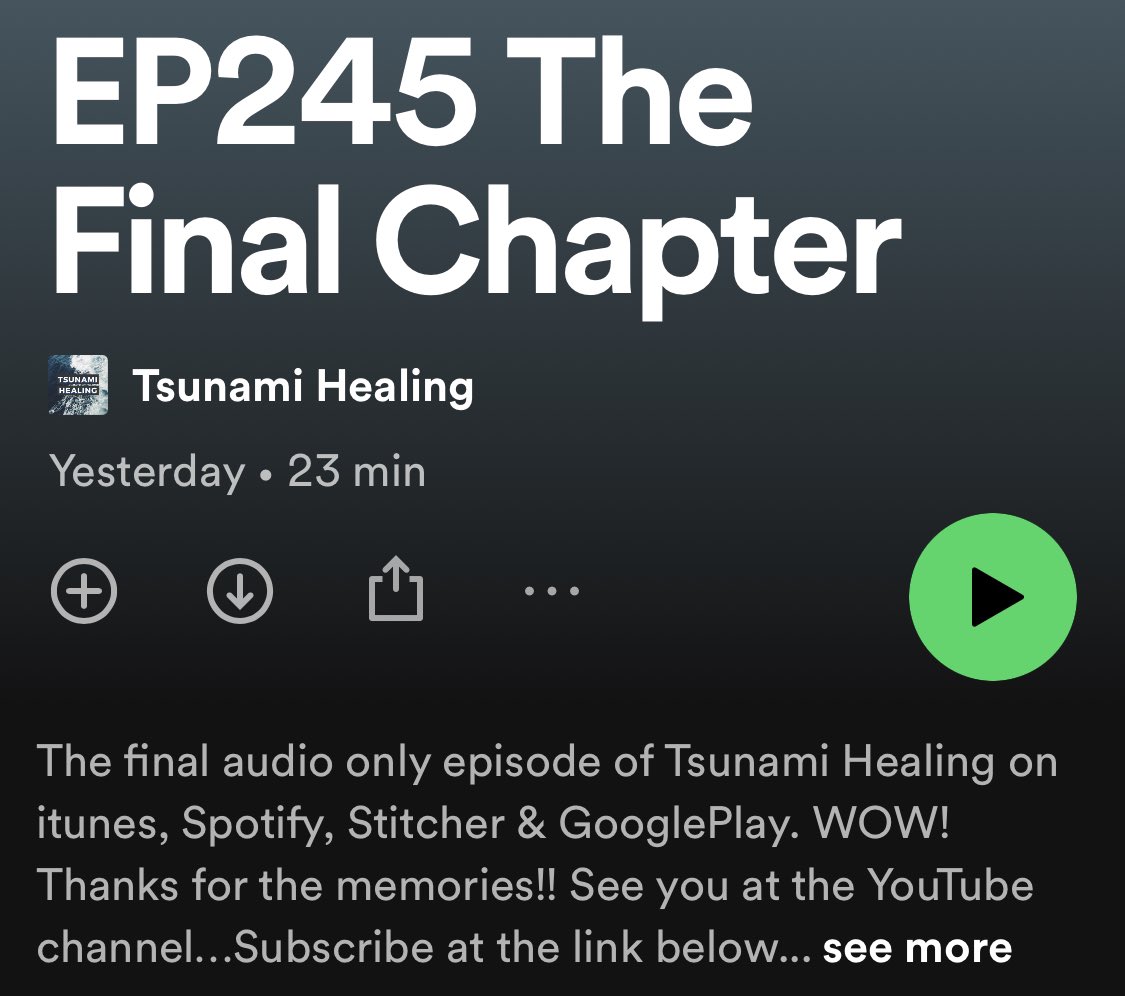 Final Episode of Tsunami Healing on Spotify & iTunes. #Healing #creative #Inspiration #hope #outlet 

All content will be on YouTube moving forward. Subscribe Now! 
https://t.co/vJ2BSDtpKG

EP245
https://t.co/f8vqZa8McG https://t.co/W6YTHJScGm