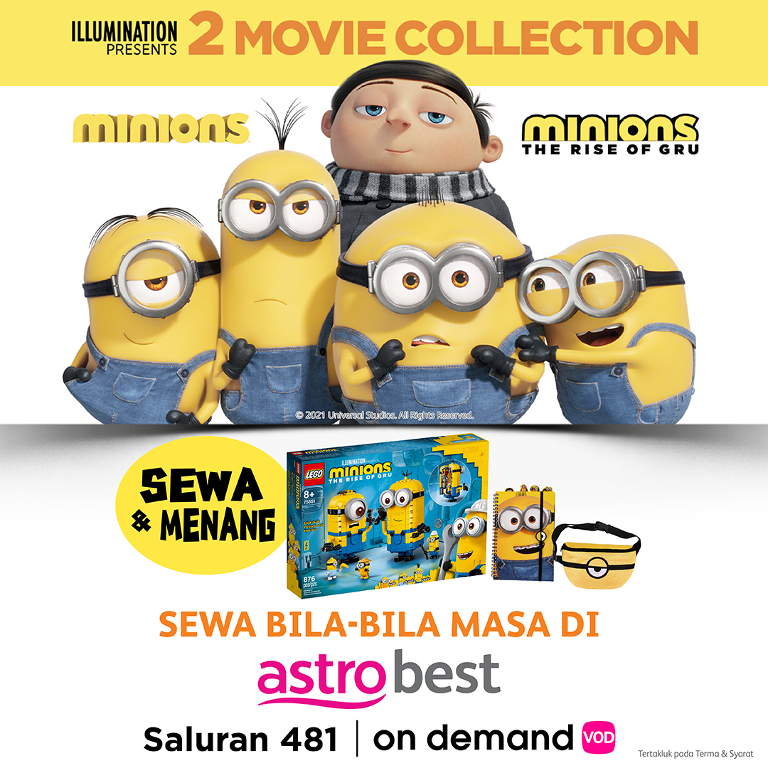 astroonline's tweet photo. Gru dengan Minions termasuk Kevin, Stuart, Bob, dan Minion baharu Otto, berada dalam pengembaraan baharu. Tangkapkan Minions 2 koleksi filem sekarang pada #AstroBest saluran 481 dan #ondemand.
Sewa koleksi filem dan berpeluang menang hadiah! https://t.co/XCYaEsSWBu https://t.co/O6Nr8WE0v2