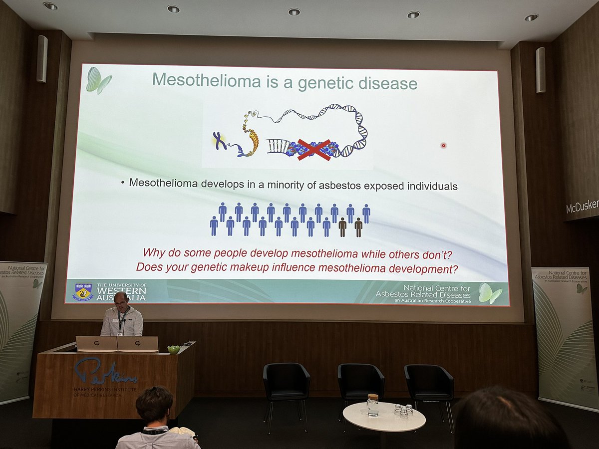 NCARD_research's tweet photo. Now we get to hear from Dr Scott Fisher, who’s updating us on the enormous #CCMexTAg project to understand the role of host genetics in #mesothelioma development - this project has been going for 6 years and counting, a massive amount of work!
#NCARDASM2022 https://t.co/BeHzo77BZs