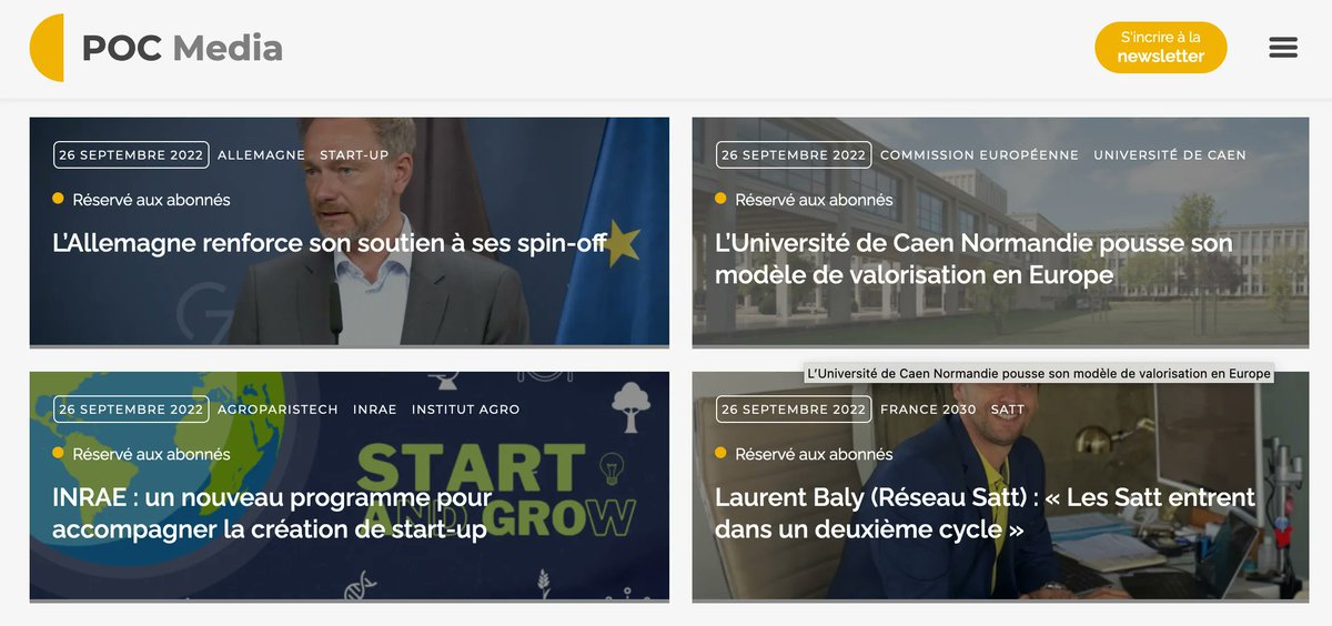 POCMediaNews's tweet photo. L'actualité #techtransfert au sommaire de @POCMediaNews ce mardi 27 septembre : interview de @laurent_baly président du @ReseauSATT / le lancement par @INRAE_France de #SMARTAndGROw / la participation de @Universite_Caen au réseau européen #ENIHEI - https://t.co/1sDAnQlBD5 https://t.co/sZge0jkZiv