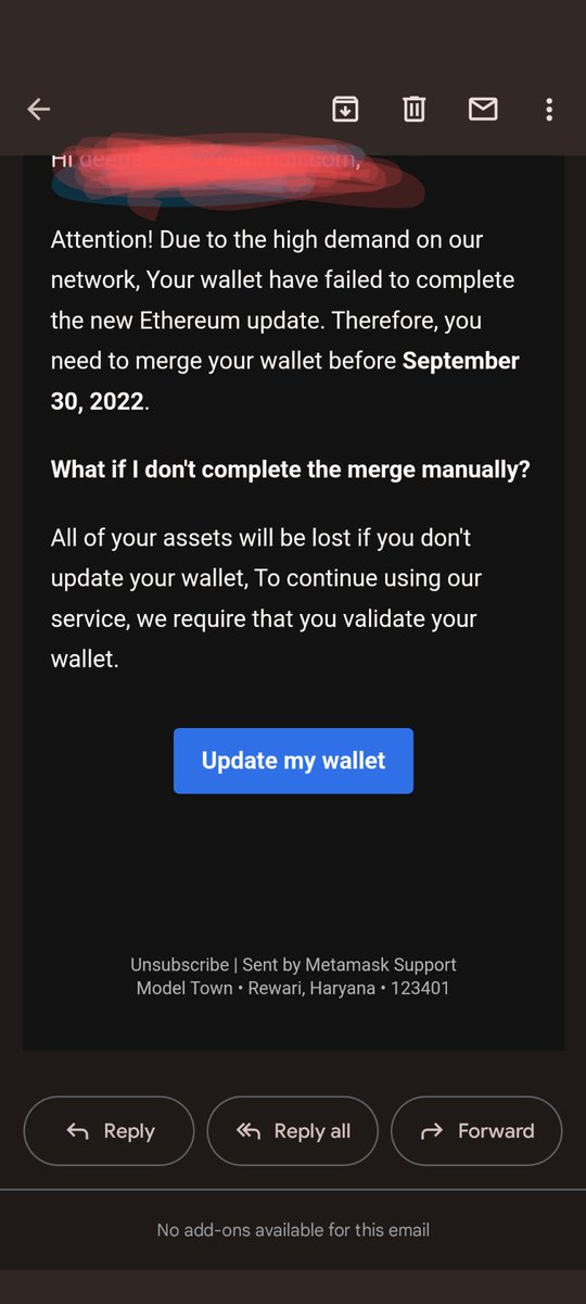 _deepakkumarb's tweet photo. Please don't fall for these cheap ass scams
#cryptoscam #metamaskscam
@MetaMask would never send such emails! https://t.co/YwEYQTERvb