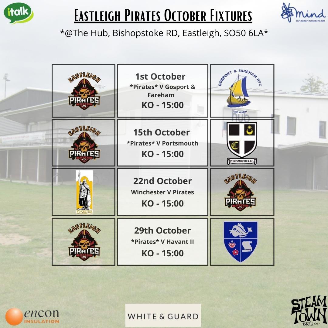 EastleighRFC's tweet photo. Upcoming fixtures for The Pirates https://t.co/LNrnVhgkPo
