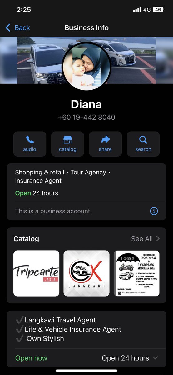 AmirulSuyut's tweet photo. Korang yg nak pergi langkawi boleh lah cari kak diana ni. Dia mmg baik and harga sewa kereta dia pun murah plus kereta baru ☺️ https://t.co/a6NNc3Pqxn