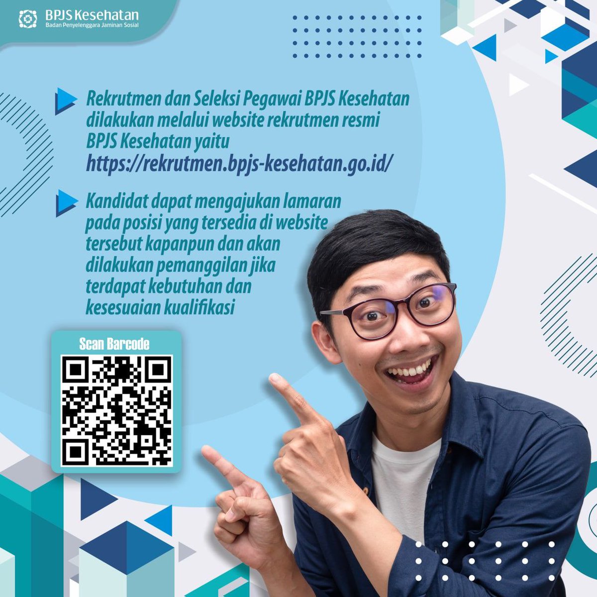 Halo Sahabat!
Bagi kalian yang sedang mencari pekerjaan, kalian bisa mengikuti Rekrutmen dan Seleksi Pegawai BPJS Kesehatan yang dilakukan melalui website rekrutmen resmi BPJS Kesehatan yaitu:
rekrutmen.bpjs-kesehatan.go.id