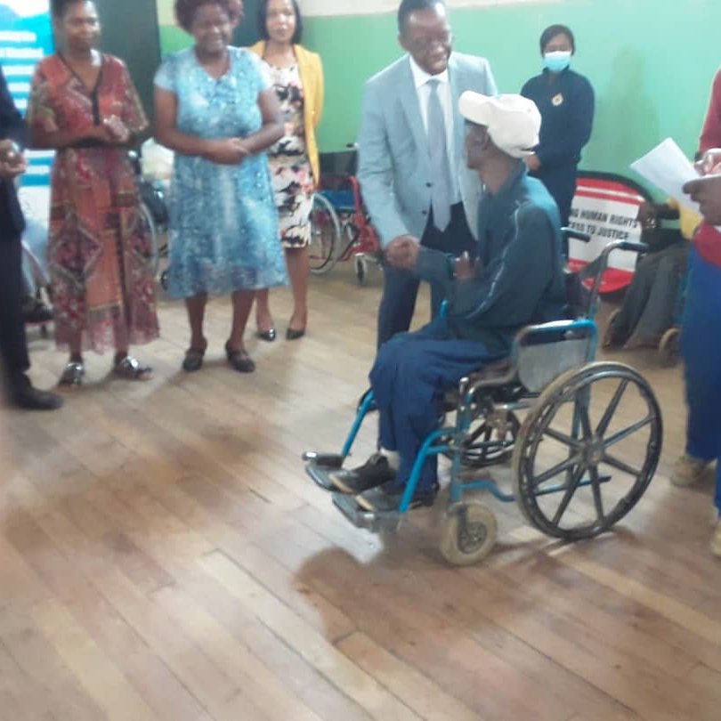 LRFZimbabwe's tweet photo. "Empowering and capacitating people with disabilities to improve their own quality of life, sets the standard for their inclusion in the society"  special thanks to @FDPZ04  for partnering with LRF in distributing wheelchairs and sunscreen lotions at Moffat Hall, Sakubva. https://t.co/yqDEl1XyFN