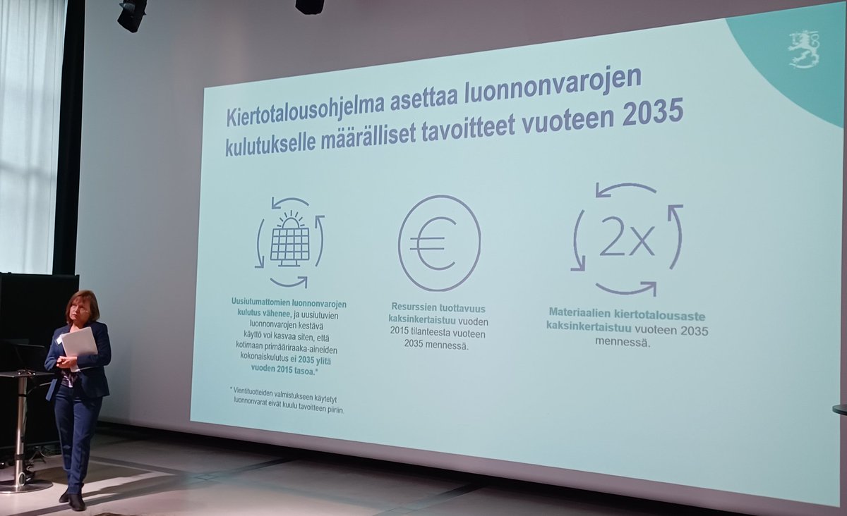 Vihreä siirtymä ei voi tarkoittaa vain energiasiirtymää pois fossiilisista. Tarvitaan laajempi loikka #kiertotalous:een eli irti ylikulutuksesta. #Kiertotalousohjelma on asettanut ensimmäiset tavoitteet  luonnonvarojen kulutukselle Suomessa  <a href="/TainaNikula/">Taina Nikula</a> <a href="/kiertotalous_FI/">Kiertotalous-Suomi</a> 

🎯👇