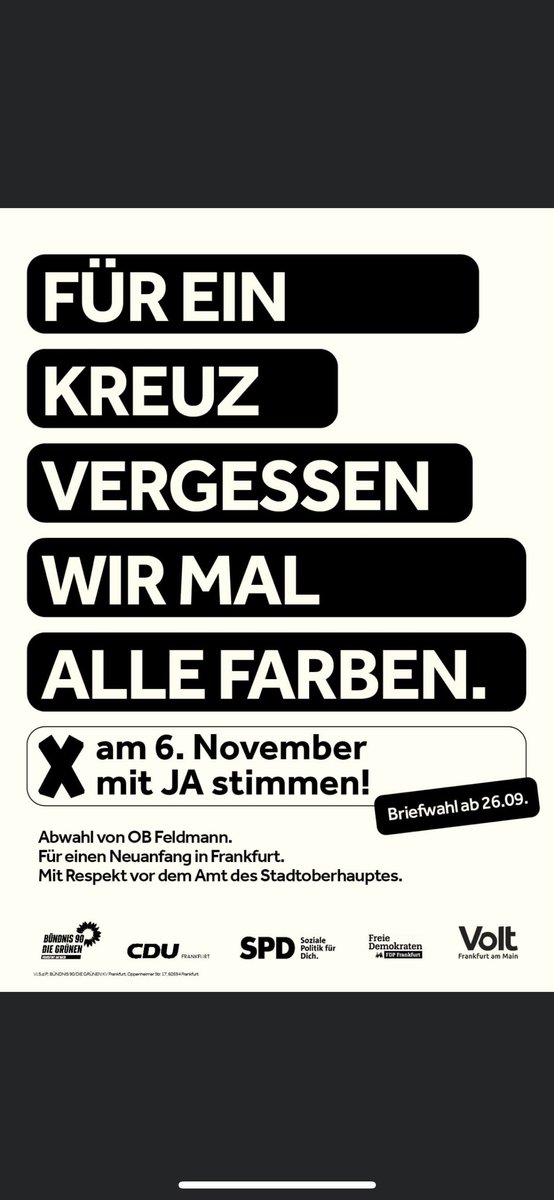Leute! Geht hin und gebt #Feldmann Bescheid! #NotMyOB #Frankfurt #AbwahlFeldmann