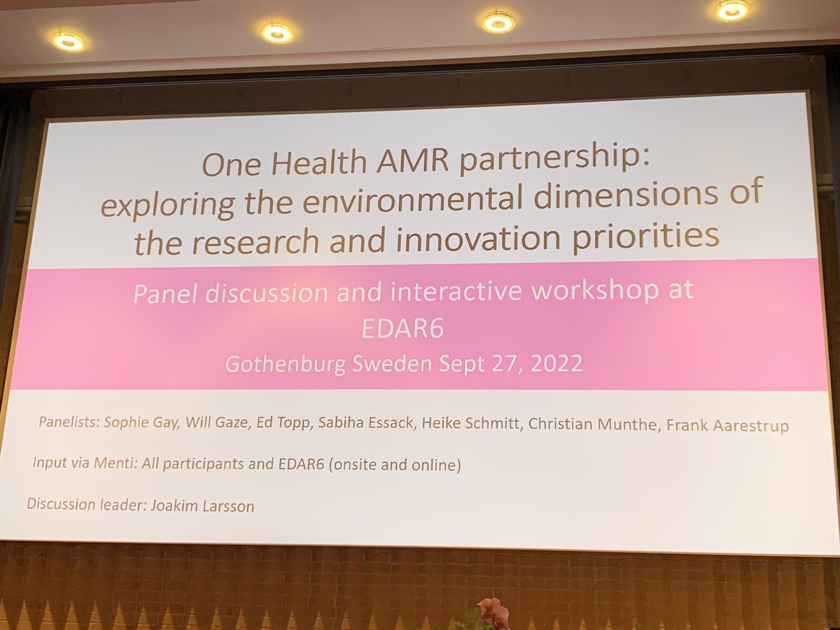 laurajplant's tweet photo. The discussion on the environmental dimensions of #AMR with the experts at the #EDAR6 conference has started. Exciting to get input to the #OneHealthAMR partnership SRIA. https://t.co/l2ZZur5HxP
