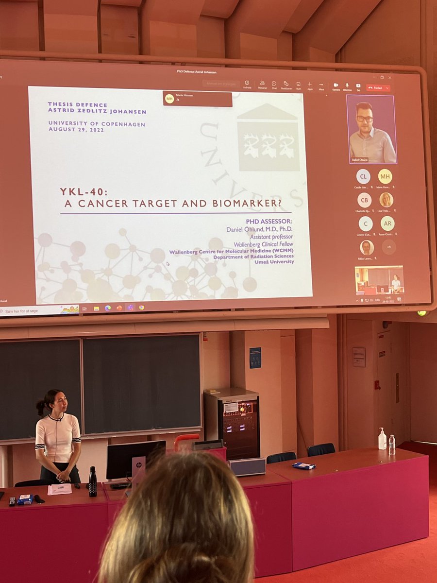 CCITdk's tweet photo. Successful #phd defenses from @CAChamberlain_ on "Identification, characterization and manipulation of #tumor-reactive #Tcells" and Astrid Zedlitz Johansen on "YKL-40: A #Cancer target and #biomarker?" https://t.co/ZjFkPWI984