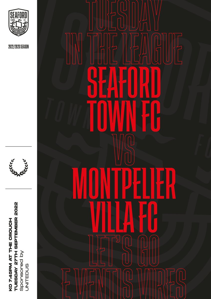 seafordtownfc's tweet photo. ⚽️ GAME DAY ⚽️

Back under the lights of The Crouch!!After a string of away games, we look to build on a great win at Chesington as we welcome @MontpelierVilla to the crouch!

£5.00 entry
19:30 kick off!

Please be advised we will only be able to serve cold soft drinks tonight https://t.co/68ww3GRTxi