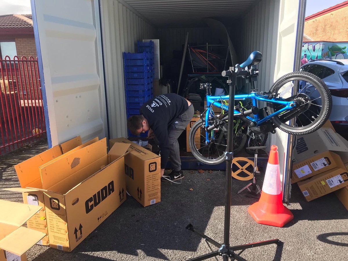 CycleGower's tweet image. Had my “trainee” with me today assembling bikes for Penyrheol primary school.