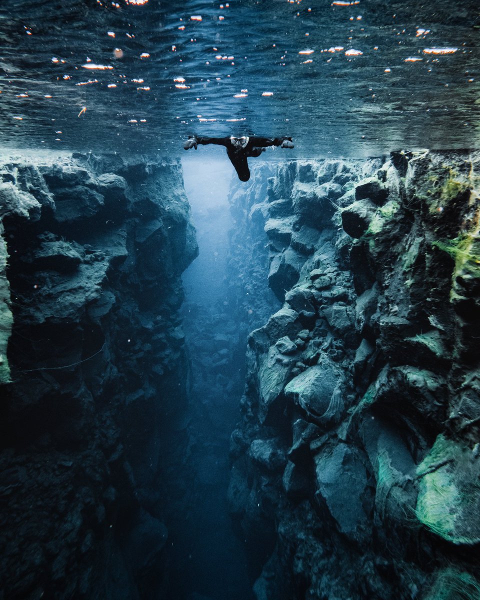 GM! In between tectonic plates in 2°C cold water 🥶 im actually swimming in between Europe and North America here. How cool is that?!