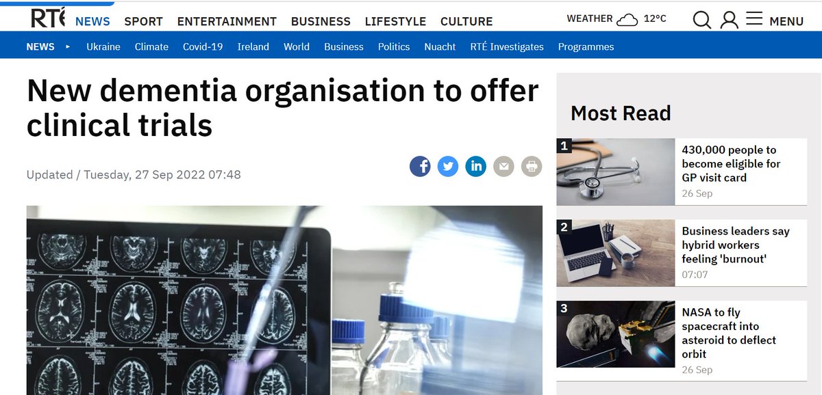 DementiaTrials's tweet photo. Wow!  Massive thanks @FergalBowers @rtenews @rte for covering @DementiaTrials on such a busy day #Budget23  

New dementia organisation to offer clinical trials https://t.co/cHcv6sm86f via @rte 

Thanks @hrbireland for funding us for 5 yrs &amp; thanks too @LindaDoyle @tcddublin https://t.co/FQqRFFufk1