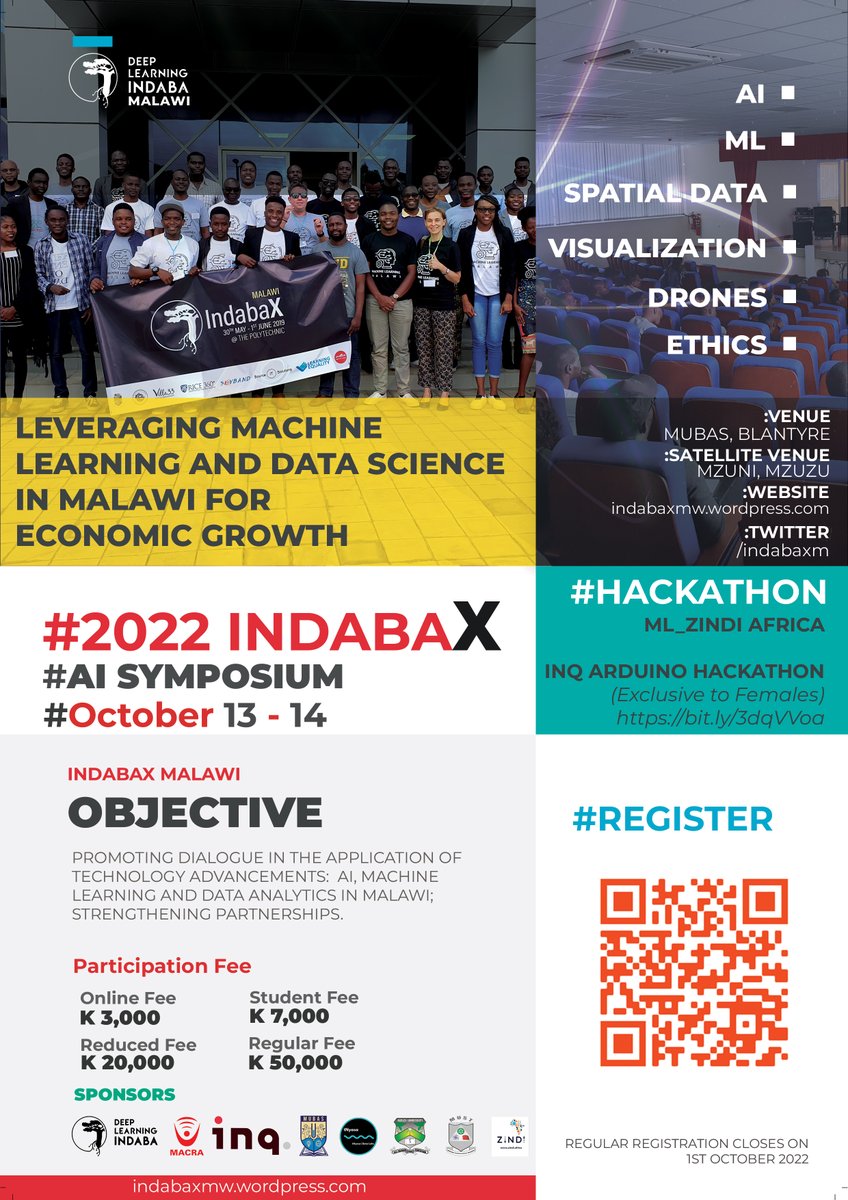 IndabaX Malawi (@indabaxm) on Twitter photo Learn more with experts at the 2022 Machine Learning Symposium!!!!!!!!!!
Visit indabaxmw.wordpress.com for more information
<a href="/MACRAMALAWI/">MACRA</a> <a href="/DeepIndaba/">Deep Learning Indaba</a> <a href="/DaudSulemann/">Daud Suleman</a> <a href="/AT_poly_AI/">Amelia Taylor</a> <a href="/mubasmw/">MUBAS</a> <a href="/mzunionline/">Mzuzu University</a> Learn more with experts at the 2022 Machine Learning Symposium!!!!!!!!!!
Visit indabaxmw.wordpress.com for more information
<a href="/MACRAMALAWI/">MACRA</a> <a href="/DeepIndaba/">Deep Learning Indaba</a> <a href="/DaudSulemann/">Daud Suleman</a> <a href="/AT_poly_AI/">Amelia Taylor</a> <a href="/mubasmw/">MUBAS</a> <a href="/mzunionline/">Mzuzu University</a>