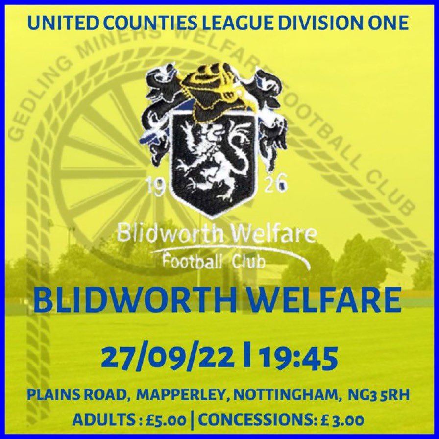 GedlingMWFC's tweet photo. ⚽️| 𝙈𝘼𝙏𝘾𝙃 𝘿𝘼𝙔!

It’s game day on Mapperley Top as we welcome @BlidworthFC to Plains Rd for our @utdcos Division One game! 

Cash &amp; Card accepted on the gate!

The Bar &amp; @Nextlevelcaters Tea Bar are open! #UTM #NonLeague #AffordableFootball https://t.co/rO4B0CqlFX