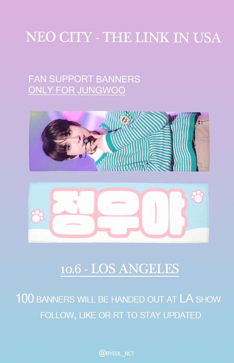 byeol_0913's tweet photo. 🐶 𝐍𝐄𝐎 𝐂𝐈𝐓𝐘 : 𝐓𝐇𝐄 𝐋𝐈𝐍𝐊 𝐅𝐚𝐧𝐬𝐮𝐩𝐩𝐨𝐫𝐭 𝐁𝐚𝐧𝐧𝐞𝐫 𝐅𝐫𝐞𝐞𝐛𝐢𝐞 𝐟𝐨𝐫 #JUNGWOO 🐶

🐾 100 Banner will be handed out at LA Show

🐾 How to claim: Proof that you follow JUNGWOO on Instagram

🐾 Follow, RT, or Like to stay updated!

#NEOCITY_THE_LINK_LA https://t.co/KJVWix5w4f