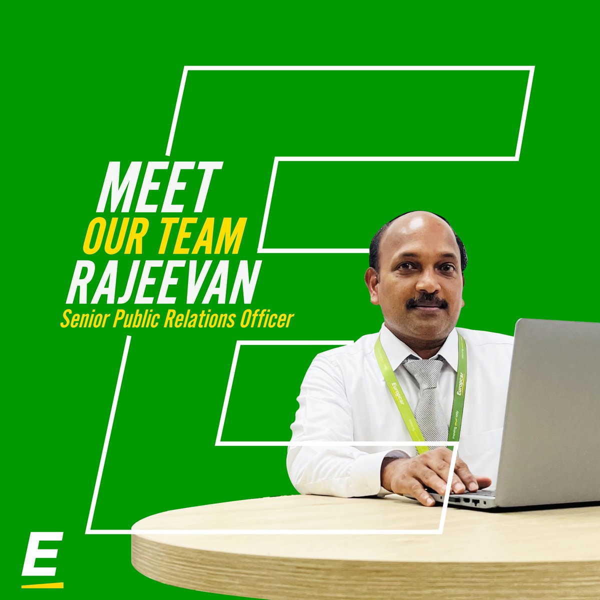 EuropcarQatar's tweet photo. Hi Everyone..Rajeevan here
For the past 18 years, I’ve been a part of Europcar Qatar. Started my journey as a rental agent and is currently working as  Senior Public Relation Officer

#europcar #qatar #meetourteam https://t.co/MHPCGLijHS