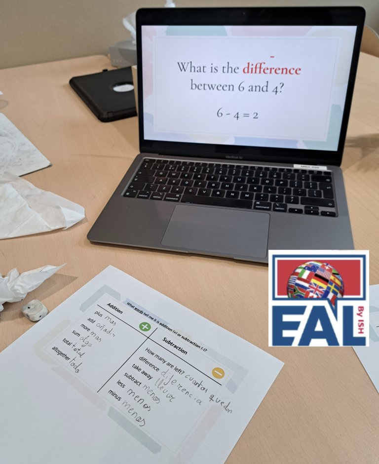 ISH_EAL's tweet photo. #Maths has a lot of #language! We are working on our Maths language in our #homelanguages with #addition and #subtraction. #alllanguagesmatter #multilingual #eal #esl https://t.co/tZdhmd6241