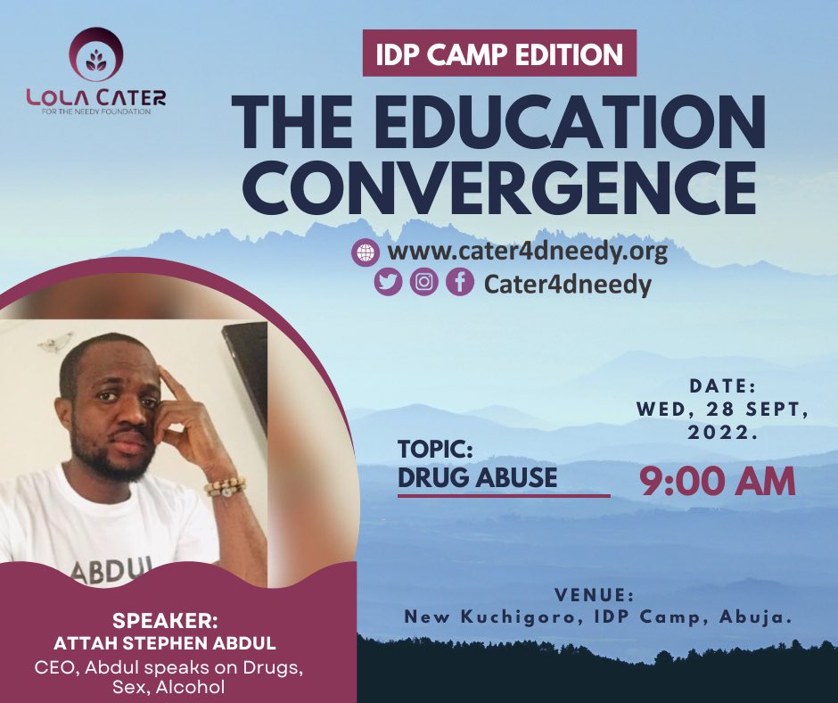 LolaCaterF's tweet photo. It is happening tomorrow!!!!!

#LC4NF The Education Convergence 2022, IDP Camp Edition in Abuja. 
This is a day event for selected children from the 17 IDP camps in Abuja and they will be learning social and life skills from our speakers and side attraction Frisbee Sport. 
#SDG4 https://t.co/kEhp81Ra7g