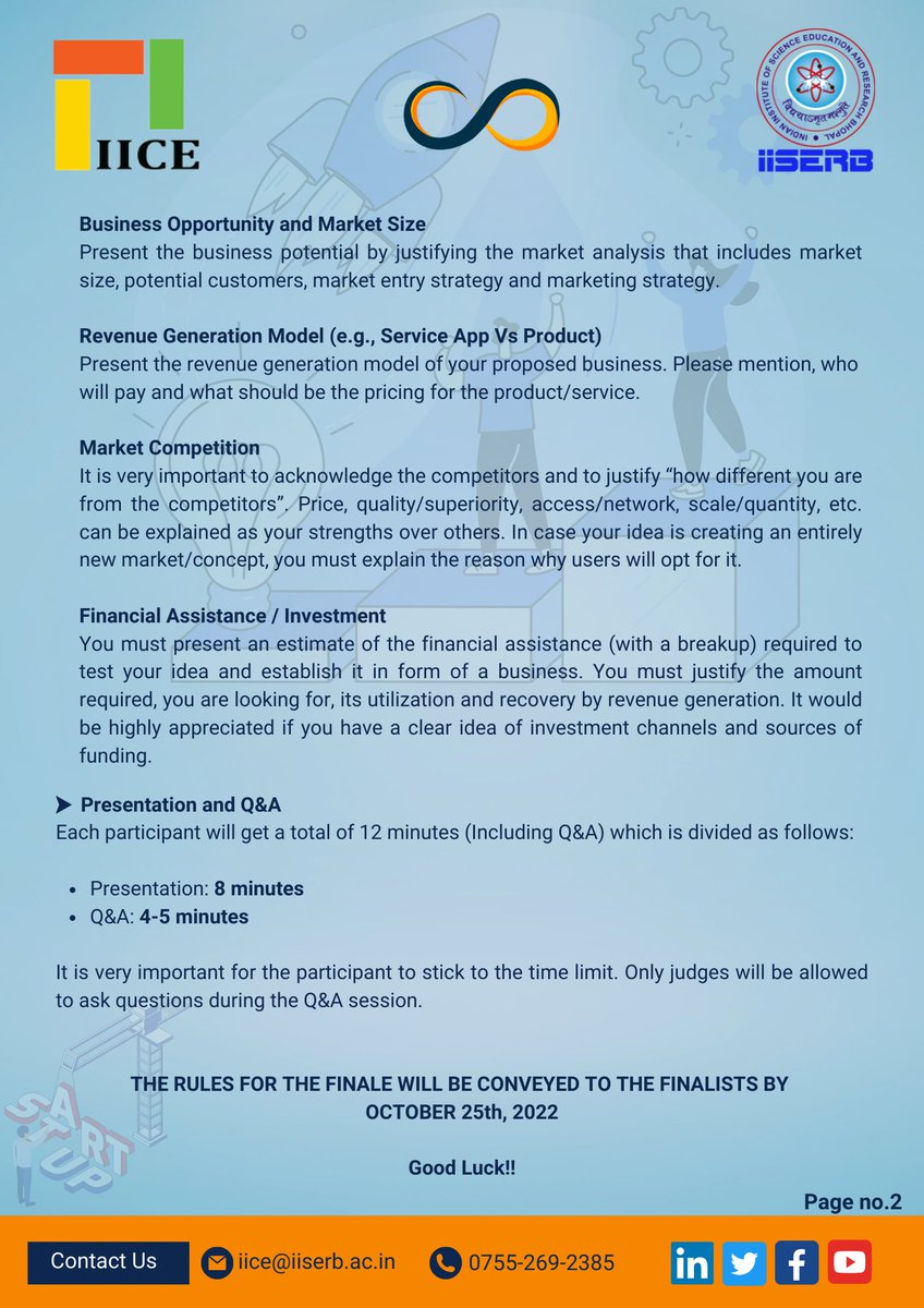 IICE- CurveBall'22 - The annual Entrepreneurial Competition of IICE, IISER Bhopal (with Singularity) for college students

Register here - forms.gle/ET23E5yUEhP3ki…

Registration Deadline: 05th October 2022, 11:59 PM