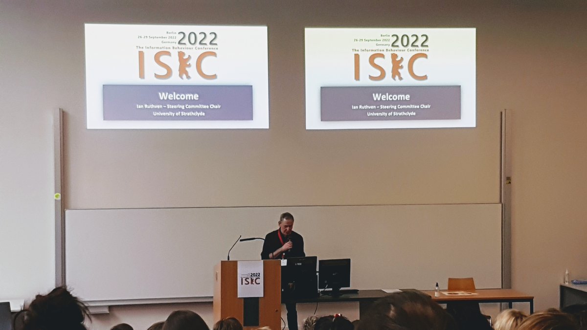 After an engaging doctoral workshop yesterday, #isic2022 paper and poster sessions begin today in beautiful #Berlin 😍 

Our very own Prof Ian Ruthven <a href="/StrathCIS/">Strathclyde Computer and Information Sciences</a> just opened the #conference

Thank you <a href="/isic2022/">isic2022</a> for the fab organisation 👏👏

#informationbehaviour #HIB #IS