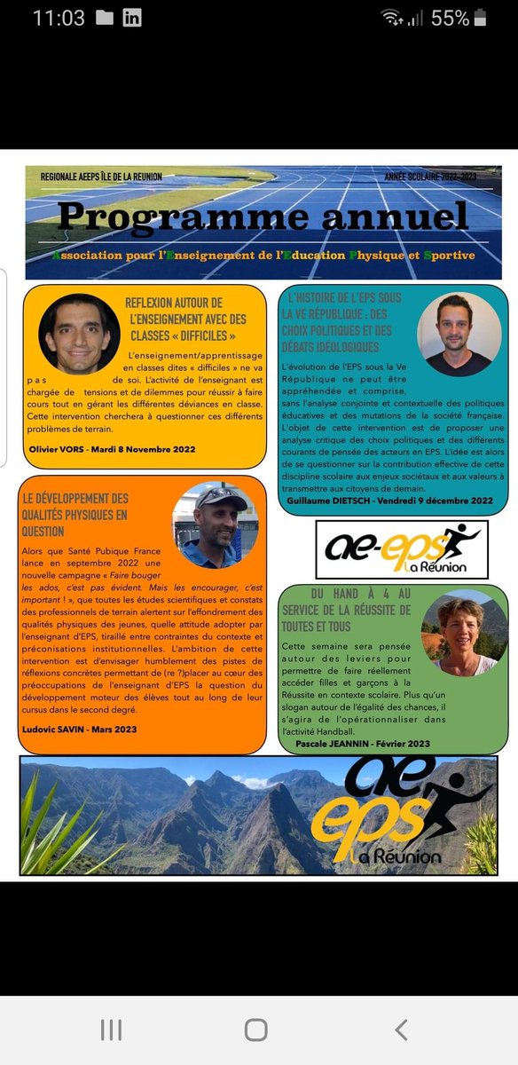 annemichel974's tweet photo. C'est une année de folie qui s'annonce pour l'#aeeps de #LaReunion.🏝
✅ Venez échanger et partager avec nous une EPS de qualité !
➡️ Découvrez notre/votre programme avec @oli_v_ors @GDietsch1 @pajean1325 et Ludovic Savin.
#EPS #devprofessionnel #partage #plaisir #rencontre https://t.co/q15EhxpEMA