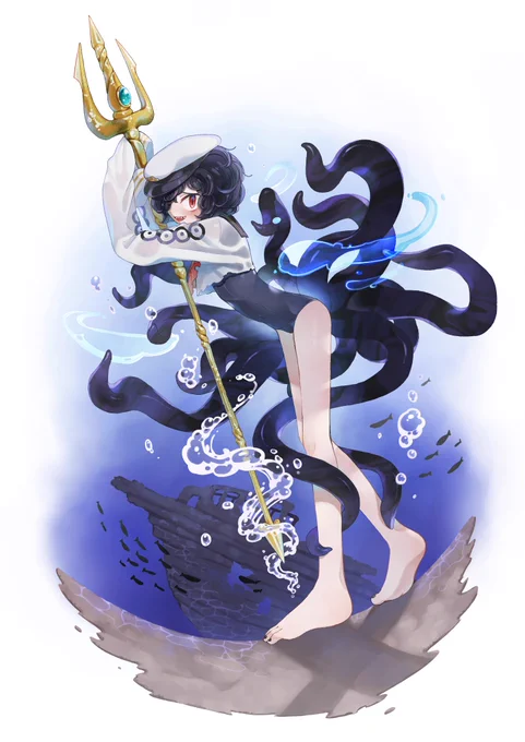 深海触手くんのキャラデザを描いたよ進化前と進化後#創作 #イラスト 