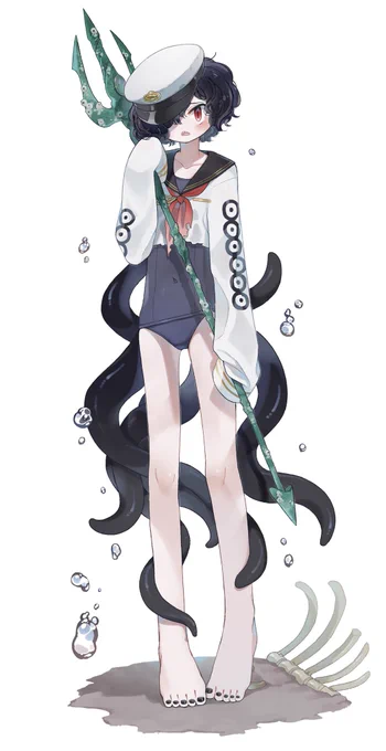 深海触手くんのキャラデザを描いたよ進化前と進化後#創作 #イラスト 