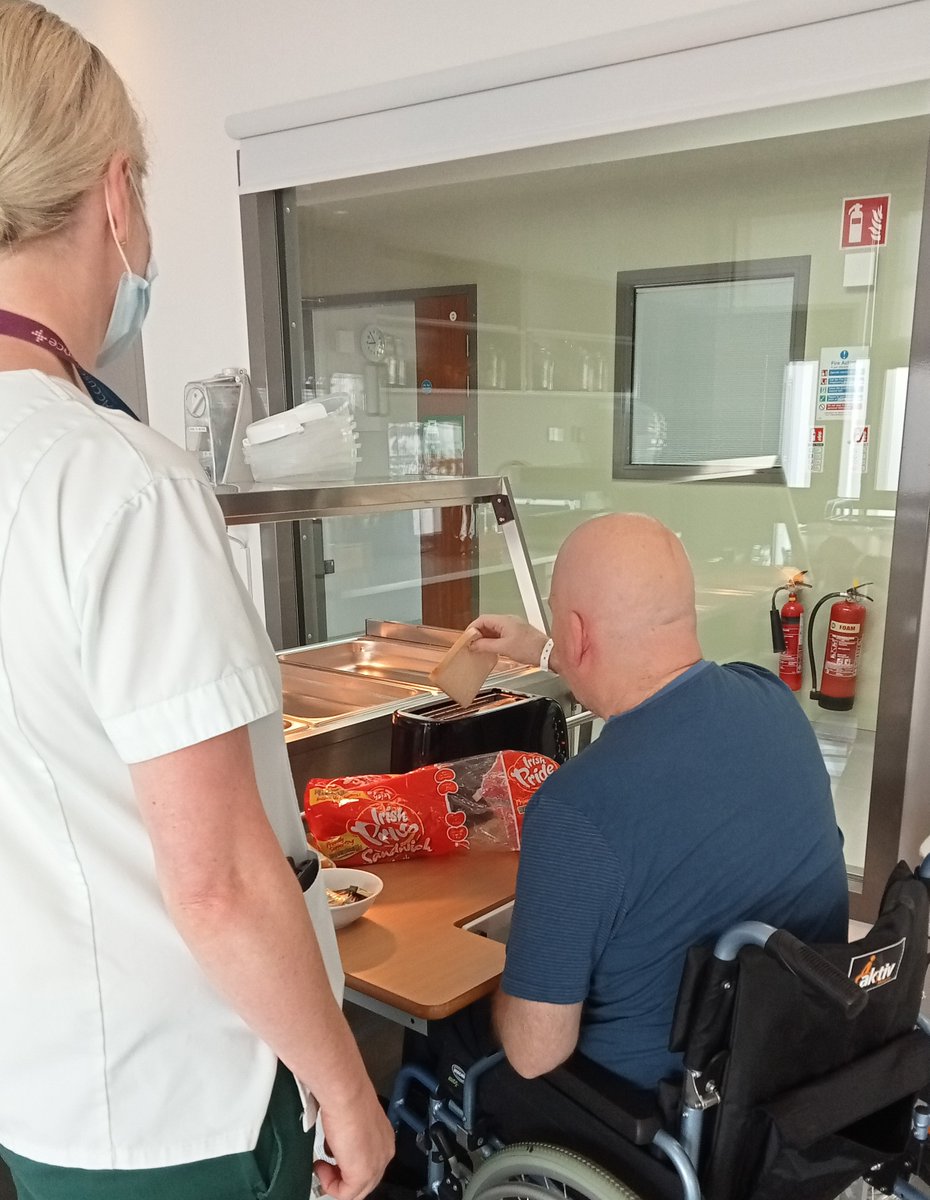 Some special moments from the OT Breakfast Club in <a href="/Peamount_Health/">Peamount Healthcare</a> Neurological Rehabilitation Unit 
➡️Facilitating neuro-rehab patients to participate in daily mealtimes   
A great rehabilitative approach to mealtimes <a href="/AOTInews/">Association of Occupational Therapists of Ireland</a> <a href="/WeHSCPs/">National HSCP Office, HSE</a> 
#breakfastclub 
#neurorehabilitation