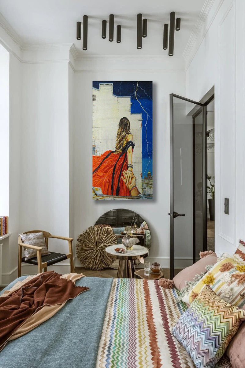 yumadiloff's tweet photo. ✍️ The picture was painted by me in 2021.Technic:oil on canvas,palette knife.The idea is to combine the image of a beautiful girl and a city landscape in one https://t.co/aI2fUOKrfu turned out to fit the girl 's figure well into the firewall of an apartment building⤵️Interior ⤵️ https://t.co/lCQMRYMVWT