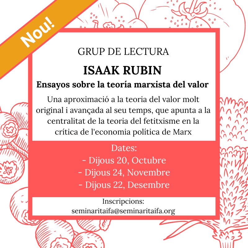 seminari_taifa's tweet photo. Un text cabdal per aprofundir en la comprensió de l'obra de Marx. Tres trobades presencials per posar en comú idees, dubtes, crítiques i esprémer al màxim una lectura tan sucosa https://t.co/2cIgboRWOa