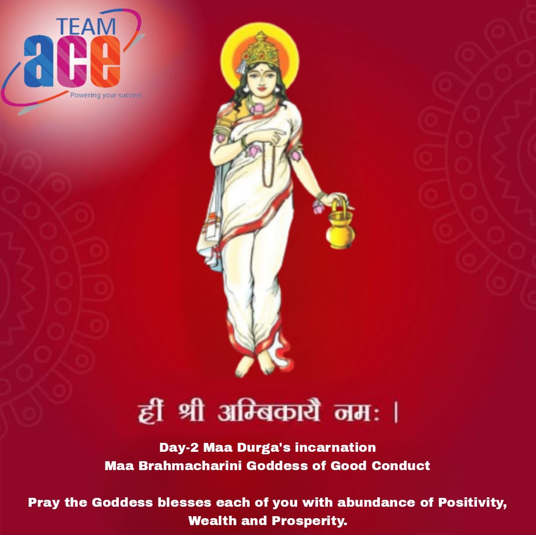 TeamACEHR's tweet photo. Day two of Navratri is here and today we worship Maa Durga's incarnation known as Maa Brahmacharini. She is believed to be the Goddess of penance and good conduct. Worshipping her can bring you all the goodwill and positivity in your life. #teamacehr #Navratri #recruiter https://t.co/KSwZCEd8GX