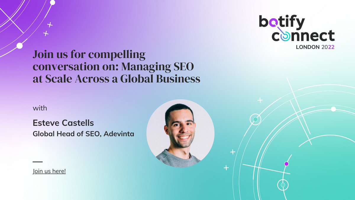 estevecastells's tweet photo. On Thursday I will give a talk at the #BotifyConnect event in London about SEO at @Adevinta 🚀

If you are around and don't have a ticket, there might still be a chance to get in (ping me!) https://t.co/qkXTI3Xm5F