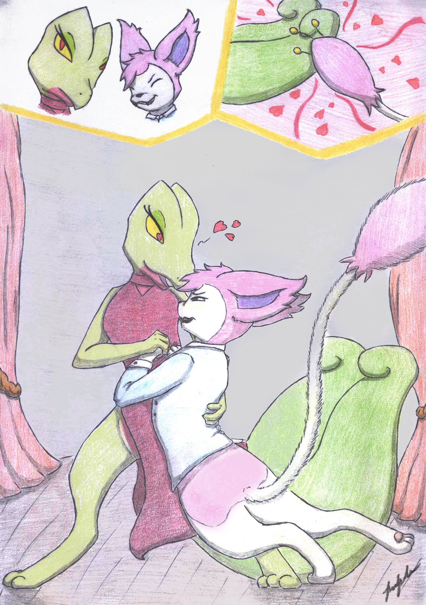 shadowFuka's tweet photo. Commission made for @PkmnTrainrAndre of his Characters Jade and Elliot, who tried their first Contest and failed thanks to Cute Charm
#pokemon #treecko #skitty #contest #commission #cute_charm #altversion https://t.co/K4PlMIbo0G
