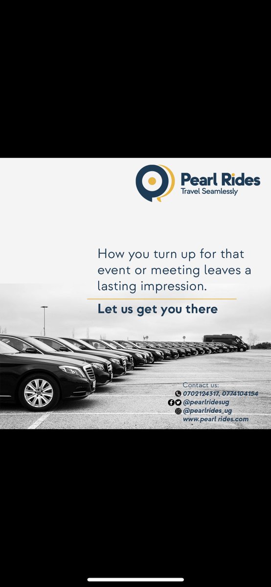 Pearl Rides (@pearlridesug) on Twitter photo Keep going, keep growing and never give up on that dream. But first, show up in style, we’re here to get you there 🚗💨
Contact us for all sorts of logistical solutions. ☎️0774104154, 0702124317
Email: info@pearlrides.com Keep going, keep growing and never give up on that dream. But first, show up in style, we’re here to get you there 🚗💨
Contact us for all sorts of logistical solutions. ☎️0774104154, 0702124317
Email: info@pearlrides.com