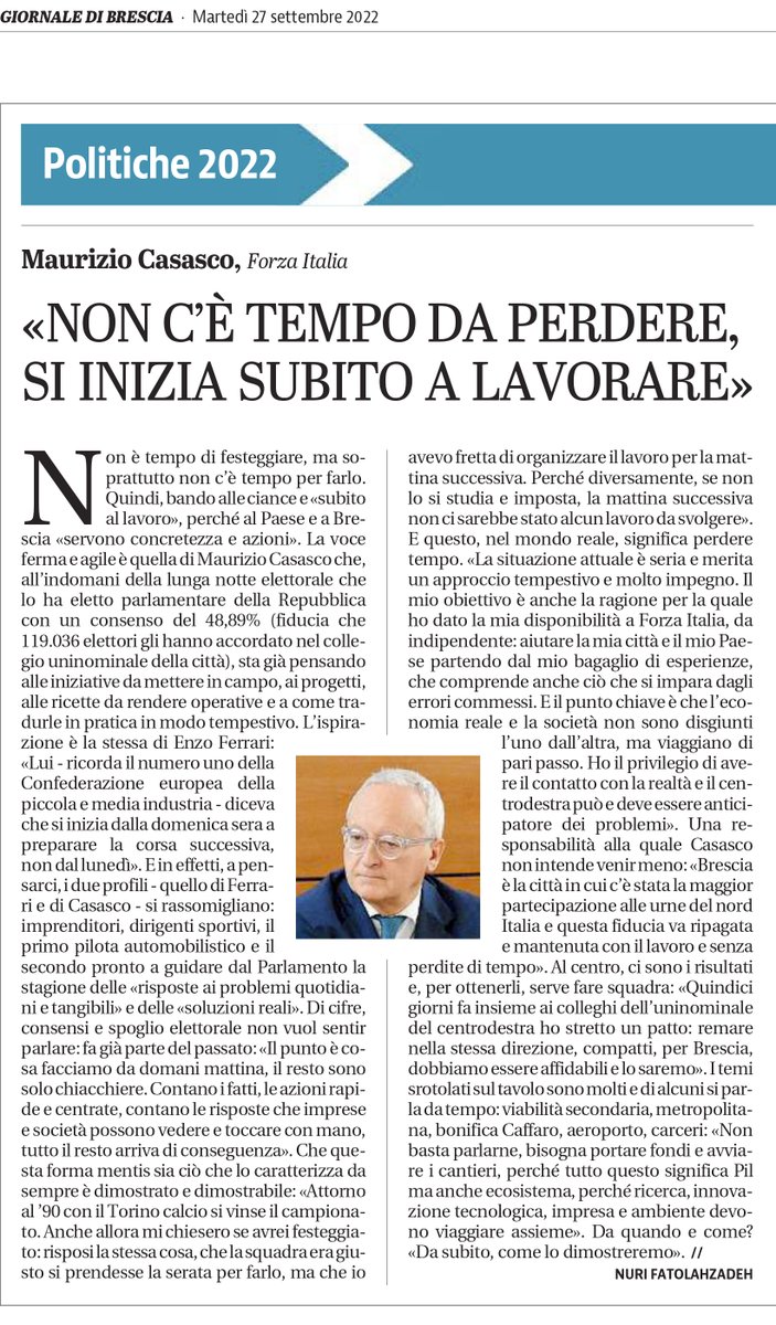 Le mie interviste sui giornali di oggi: