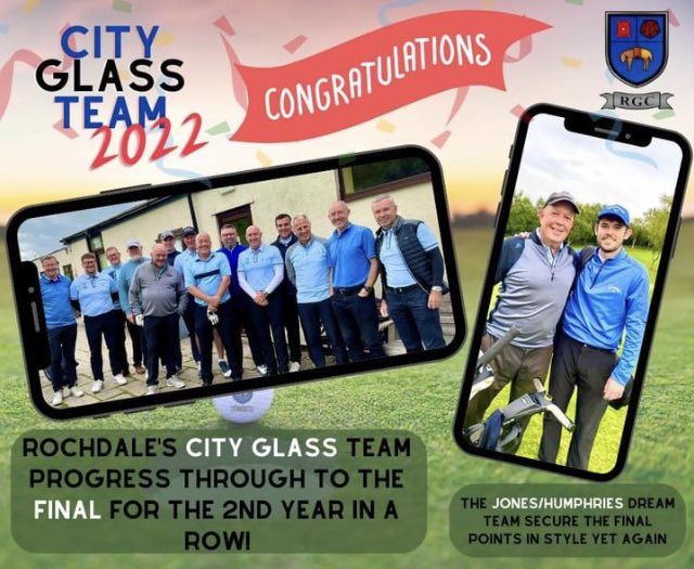 WE ARE THROUGH TO THE FINAL AGAIN!
Well done the whole team for some Great golf!
Our final pair dug deep to secure the win!
Looking forward to bring home the trophy for the 2nd year running! 
The Final is 9th of Oct
#rochdale #golf #CityGlass #semifinal #winnerwinner #final ⛳️🎉